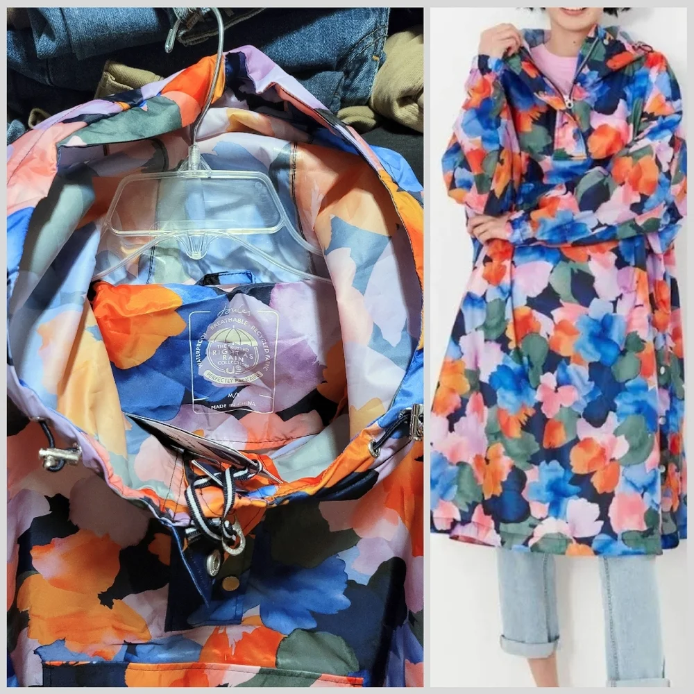 Joules  WATERCOLOR  Packable Waterproof Poncho - Picture 5 of 8